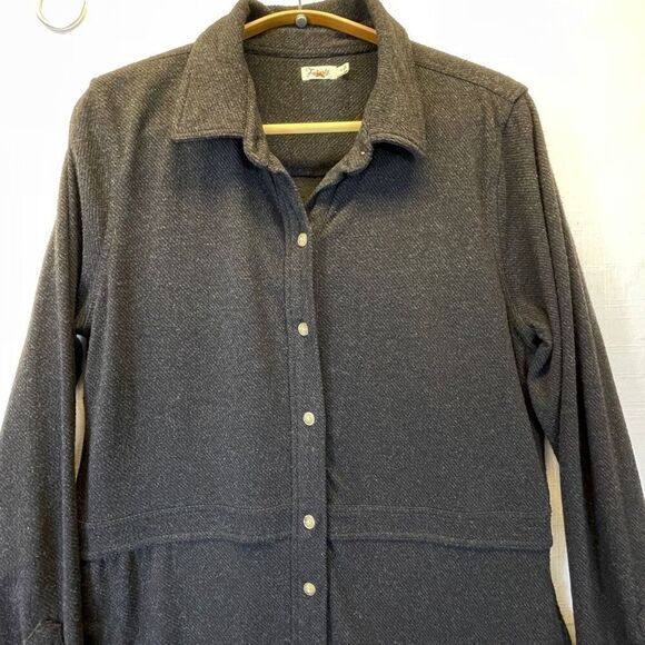 Faherty Legend Sweater Knit Point Collar Long Sleeve Button Front Shirttail Maxi - Picture 3 of 9